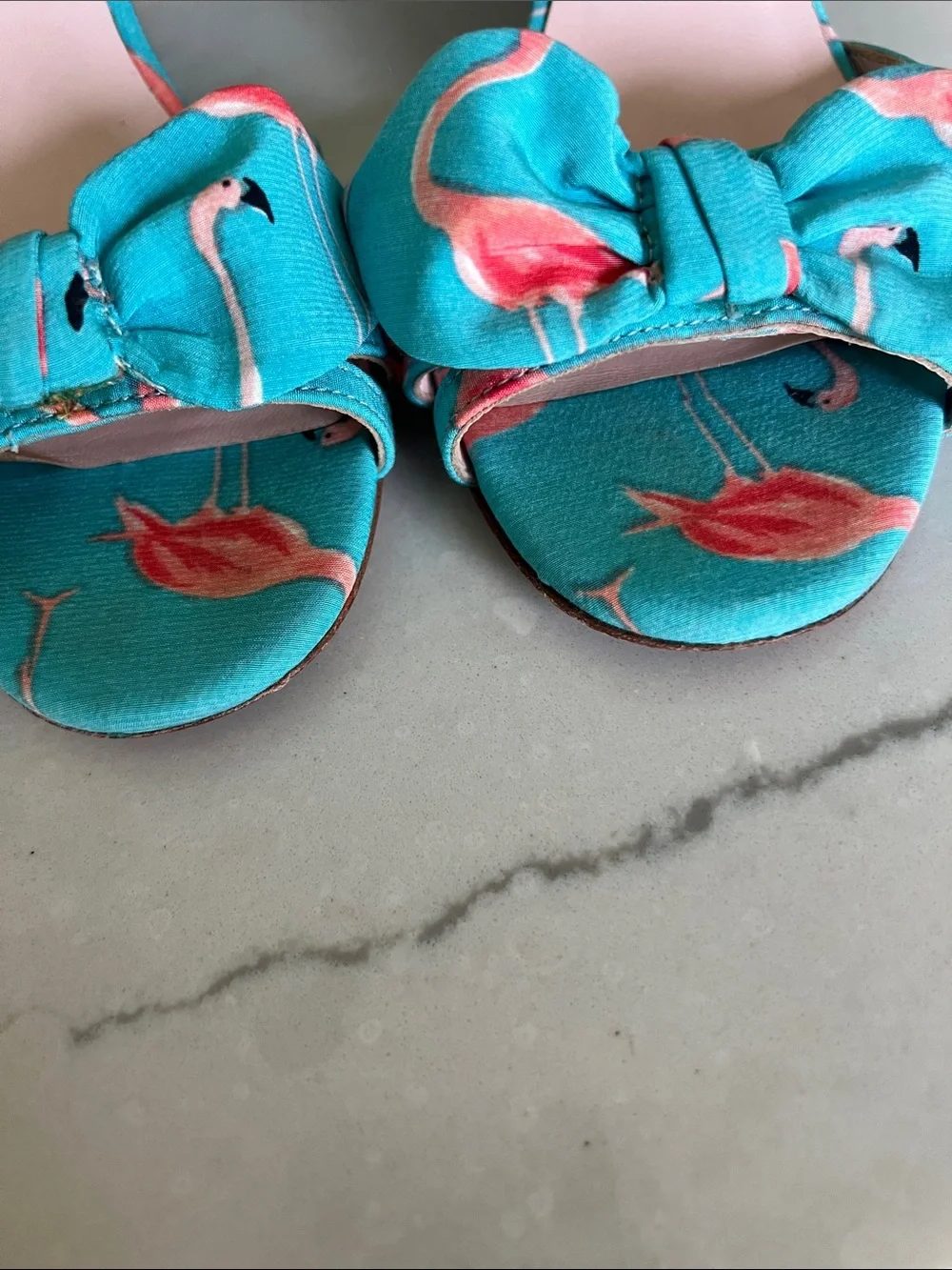 kate spade blue Flamingo Bow Indie Slingback Heels